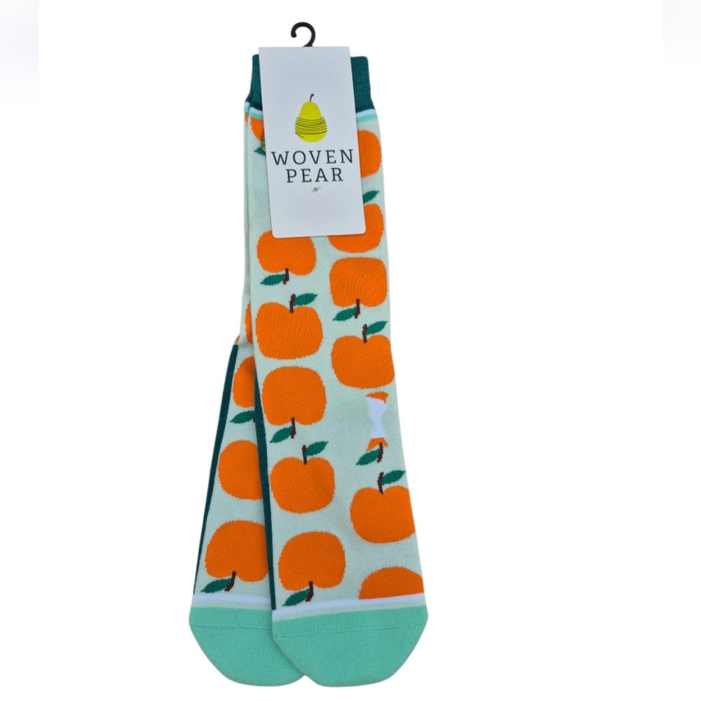 Womens Woven Pear Apple Novelty Crew Socks